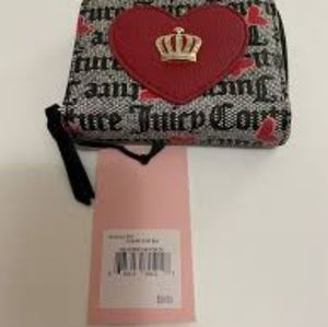 NEW Juicy Couture Dark Brown and Pink Love Never Dies Heart Bifold Wallet.